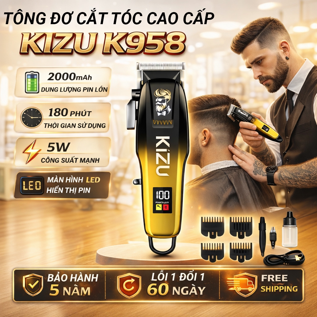 Tông Đơ Cắt Tóc K958, Tăng Đơ Chấn Viền Chuyên Nghiệp cho gia đình và trẻ em