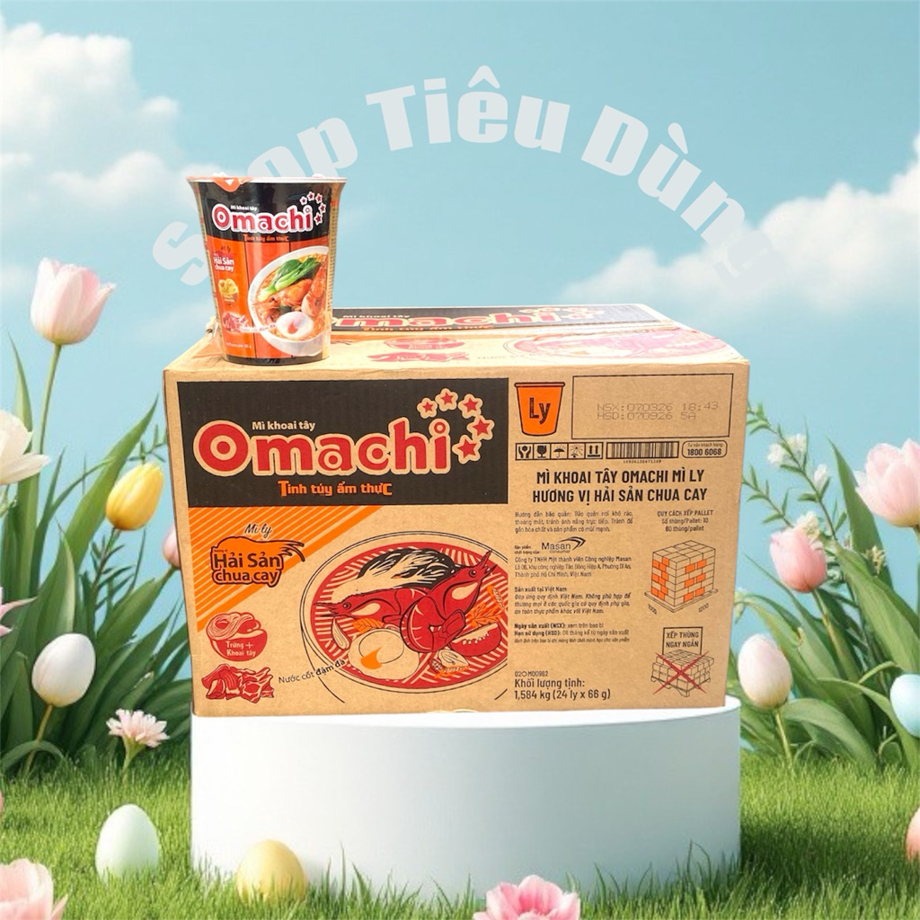 Thùng Mì Omachi Ly Hải Sản Chua Cay