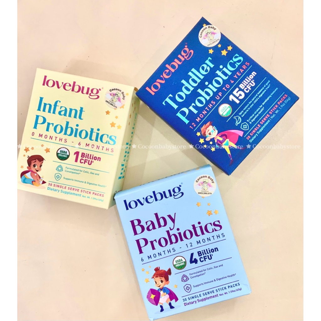 Men vi sinh Lovebug Mỹ - bổ sung lợi khuẩn, hỗ trợ tiêu hóa, đề kháng cho bé