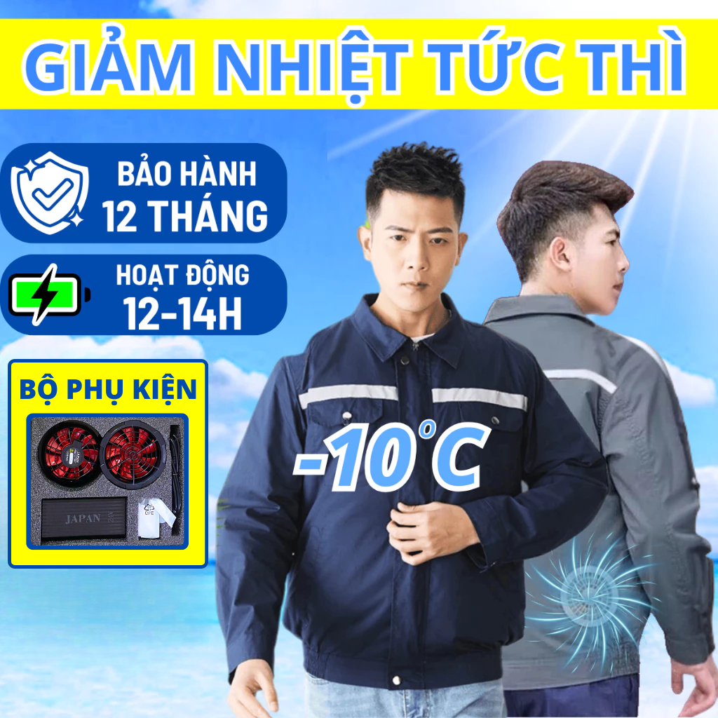 Áo điều hòa Nhật Bản, quạt áo điều hòa công suất 25V, hoạt động liên tục 12-14h mát cực nhanh