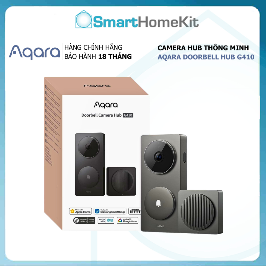 Chuông cửa thông minh Aqara G410 tích hợp Matter Hub, xem video 2K, Kết nối Wifi
