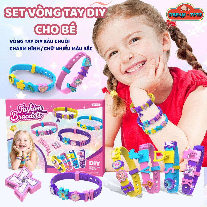 Đồ Chơi Handmade Xâu Vòng Tay Đính Charm Thiết Kế Dễ Thương - Đồ Chơi DIY Tự Làm Trang Sức Sáng Tạo 