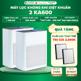 [TẶNG 2 LỌC] Combo 2 Máy Lọc Không Khí Diệt Khuẩn UVC LED UVGREEN KA600 60m2 - Công Nghệ Hiện Đại