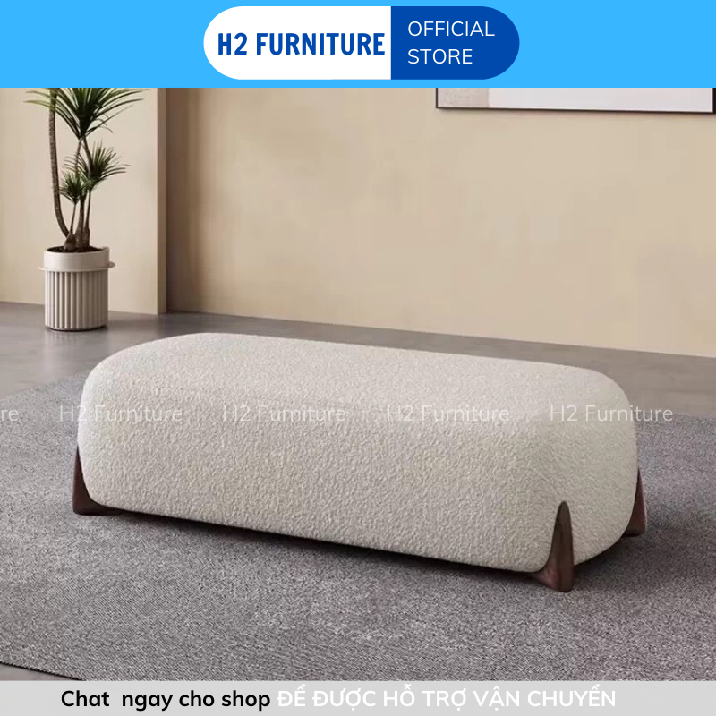 [ Miễn ship HN] Ghế đôn chờ sofa H2 Furniture decor phòng khách, bọc da/ nỉ cao cấp.