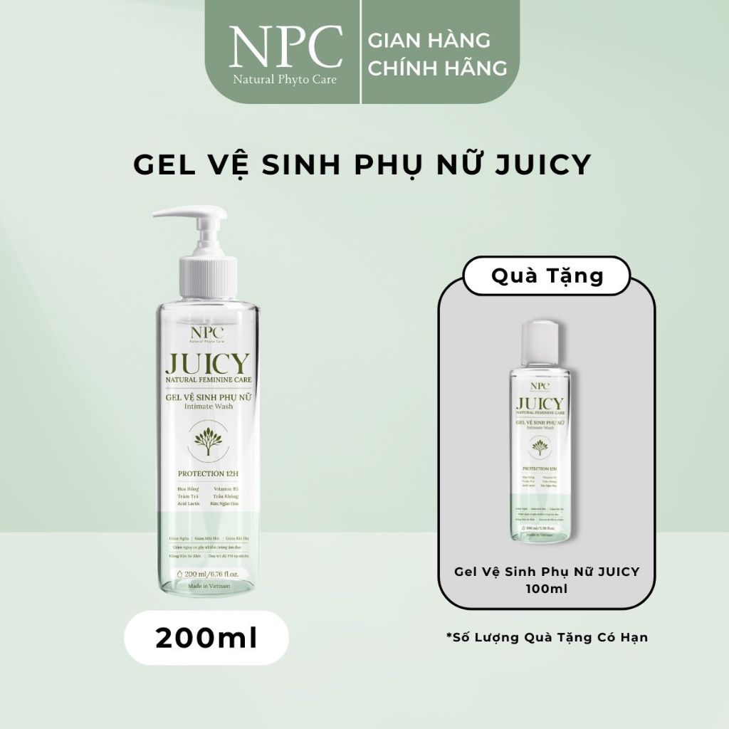 [Mua 1 Tặng 1] Gel vệ sinh phụ nữ NPC Juicy tinh chất trầu không kháng khuẩn 200ml - NPC PHAR
