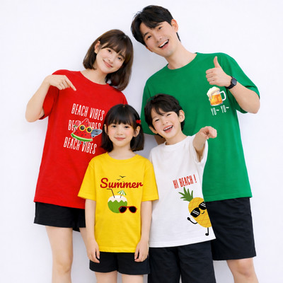 Áo phông gia đình du lịch biển 2026 - Đồng phục gia đình chất liệu thun cotton LOZA KIDS - GĐ020