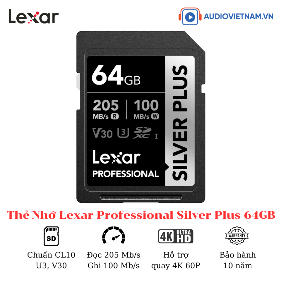 Thẻ Nhớ SD Lexar Professional Silver Plus 64GB|128GB|256GB