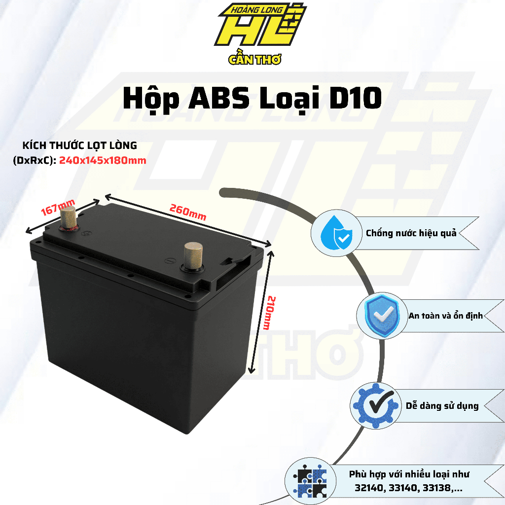 Hộp Đựng Ắc Quy ABS Chống Nước, Chống Bụi Cỡ Lớn 90Ah – 300Ah | Bền, Kín, An Toàn