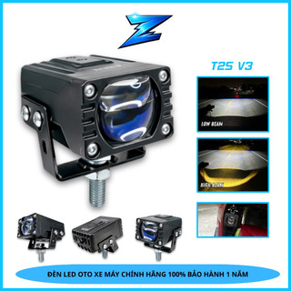 Đèn LED Trợ Sáng Bi Cầu T2S V3 BMA - Có Demi Xanh & Đỏ, Ánh Sáng Siêu Rộng, Pha Laser Chiếu Xa 200m Lắp Oto Xe Máy