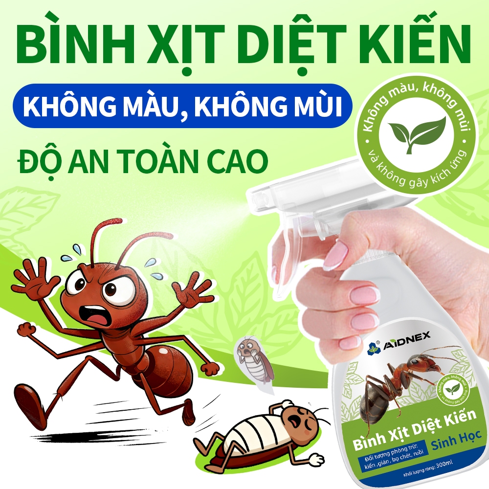 Bình xịt diệt kiến sinh học, không màu mùi, không kích ứng, kiến, gián, ruồi, bọ chét, an toàn,300ml