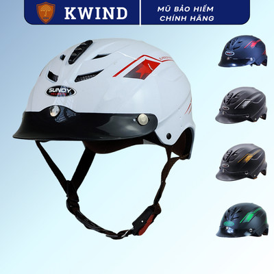 Nón bảo hiểm chính hãng nửa đầu gắn kèm lưỡi trai SUNDY, an toàn, phong cách, mạnh mẽ