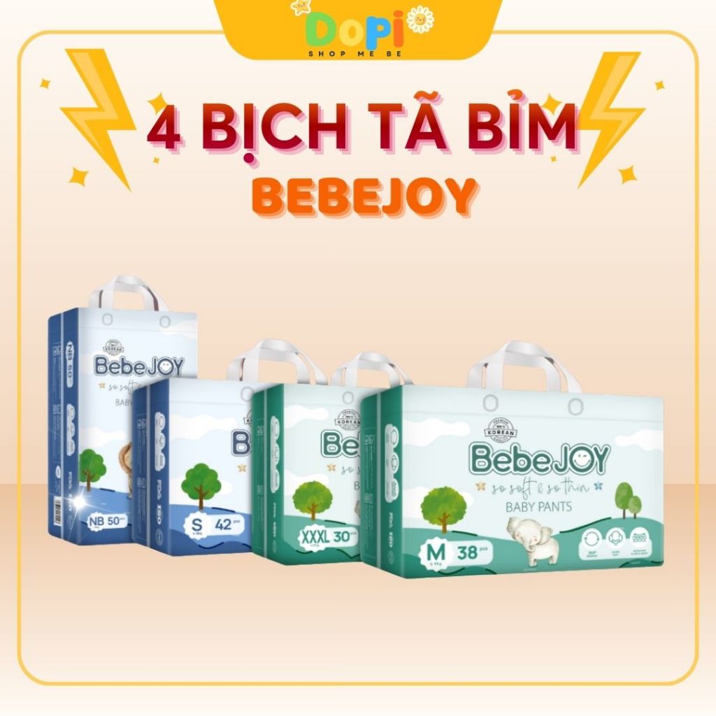 Combo 4 Bịch Tã Bỉm BebeJOY Cho Bé - Full Size NB - XXL