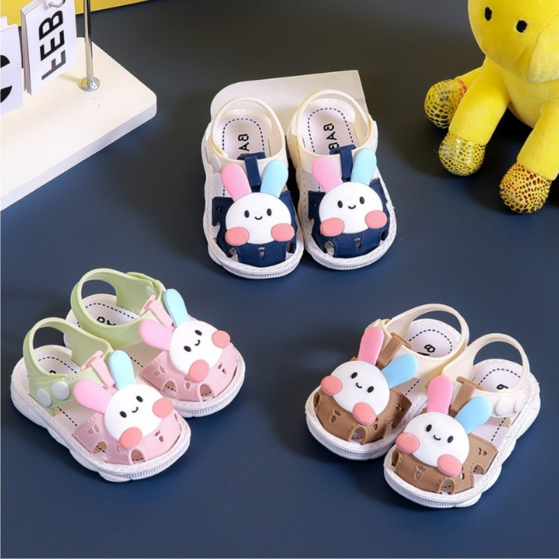 Dép Quai Hậu Cho Bé Gái Tập Đi Chống Trơn Trượt 0-3 Tuổi Quai Hậu - Thỏ DE07 del