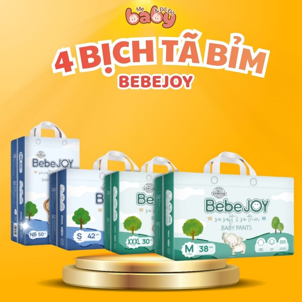 [ Thùng 4 Bịch Bỉm BebeJOY ]  - Bỉm Bebe JOY Cho Bé Size Full Size Tã Dán Quần Cho Bé