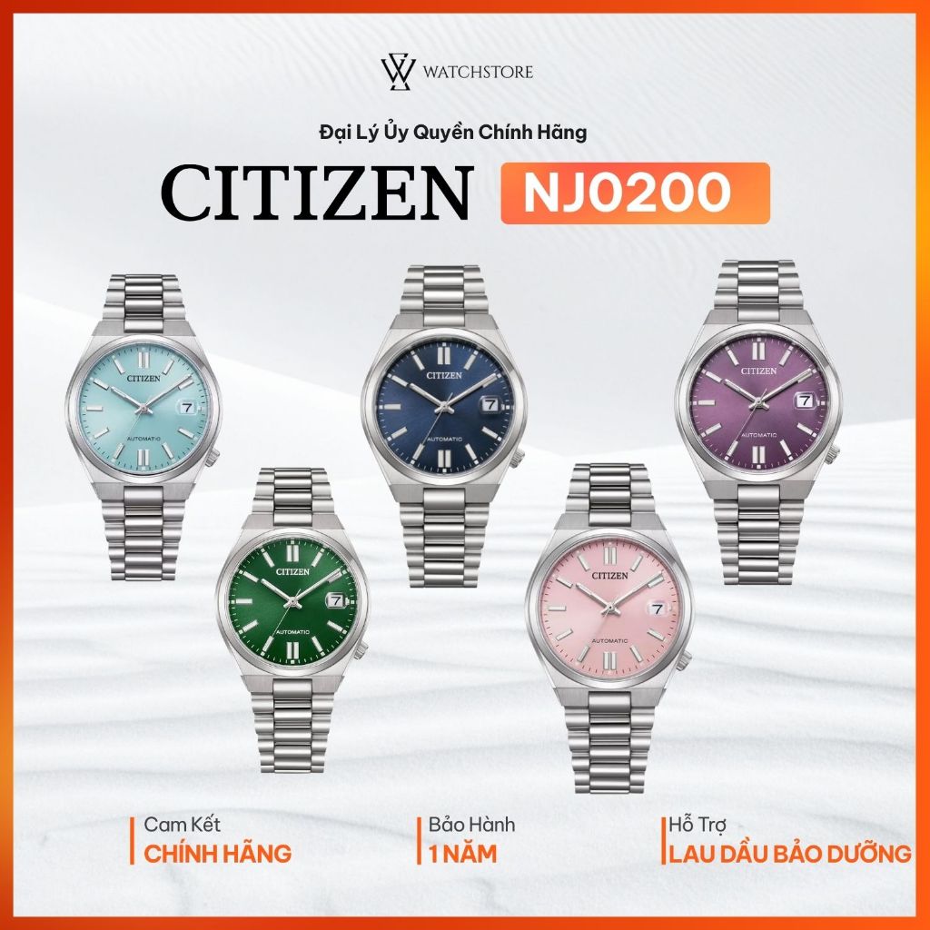 Đồng Hồ Nam Máy Cơ Citizen Tsuyosa NJ0200 Automatic, Kính Sapphire 37mm Dây Kim Loại Chính Hãng