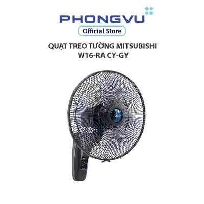 Quạt treo tường Mitsubishi W16-RA CY-GY (Ghi đậm) - 47W - Có Remote - Hẹn giờ 8h - Bảo hành 12 tháng