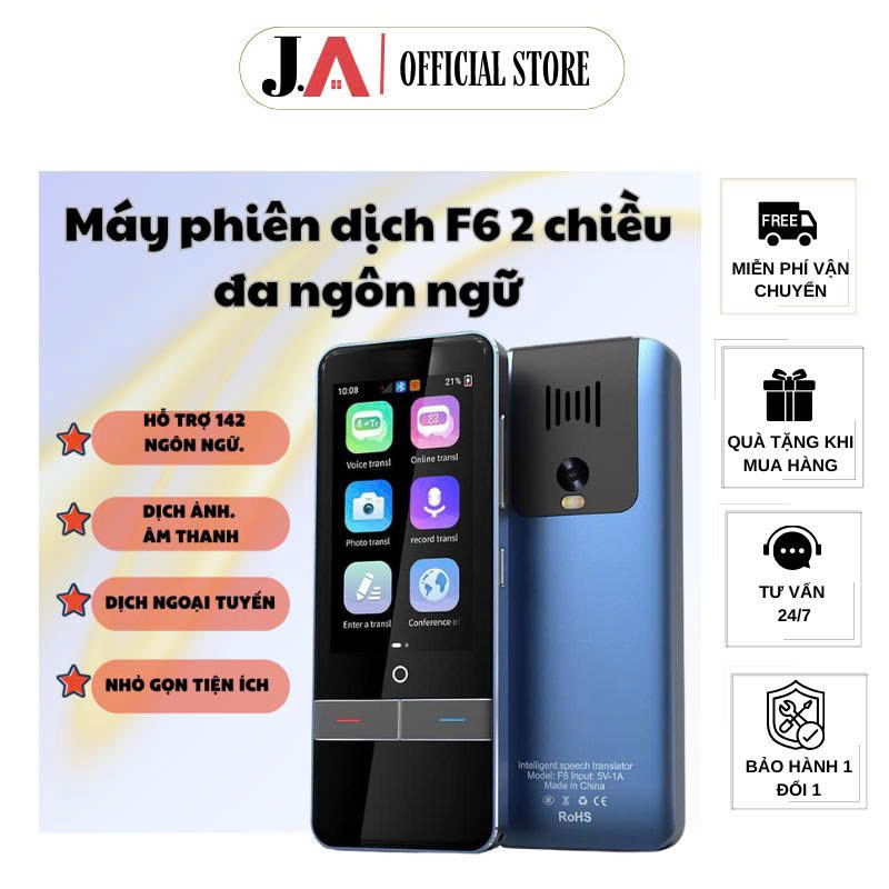 Máy Phiên Dịch F6 Thông Minh 2 Chiều Cao Cấp, Dịch 142 Ngôn Ngữ, Dịch Online & Offline, Dịch Ảnh Thô