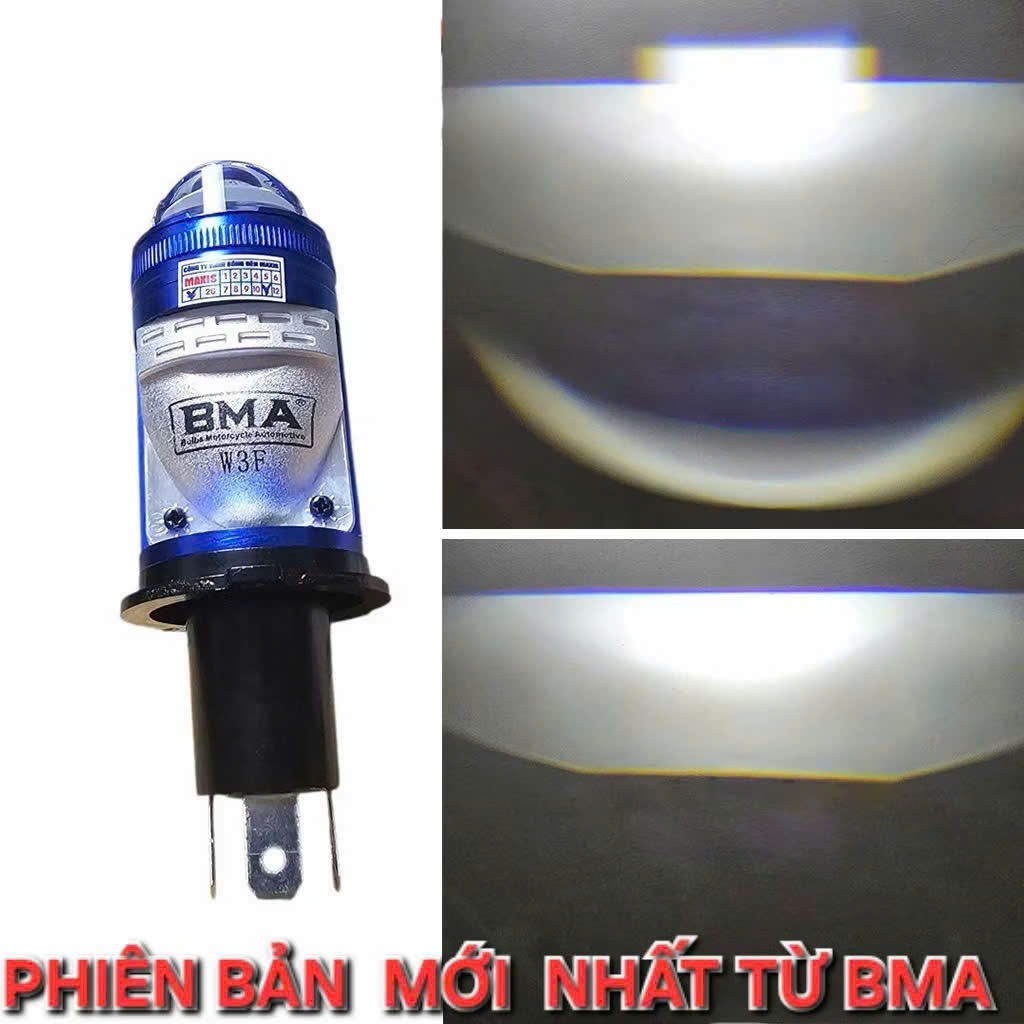Đèn Bi LED Mini BMA W3F PLUS 60W H4 Lắp Zin Xe Máy Ô Tô Cos Pha Rõ Nét Không Tản Nhiệt Quá Nóng