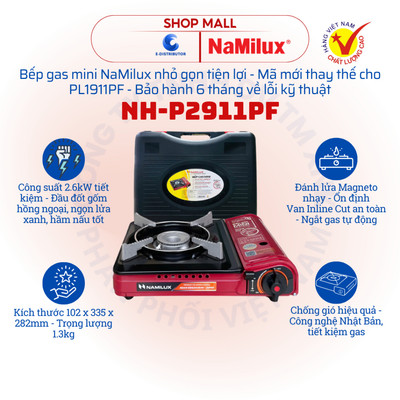 [HỎA TỐC] Bếp gas mini NaMilux PL1911PF (Cũ) - Mã mới NH-P2911PF - An toàn Inline Cut - Tiết kiệm gas