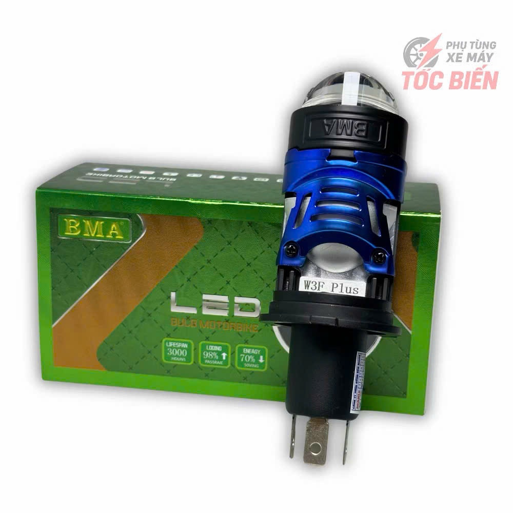 Đèn LED Bi Cầu Mini BMA W3F PLUS 60W H4 Cho Xe Máy Ô Tô Ánh Sáng Trắng Mạnh Chiếu Xa Rõ Đường