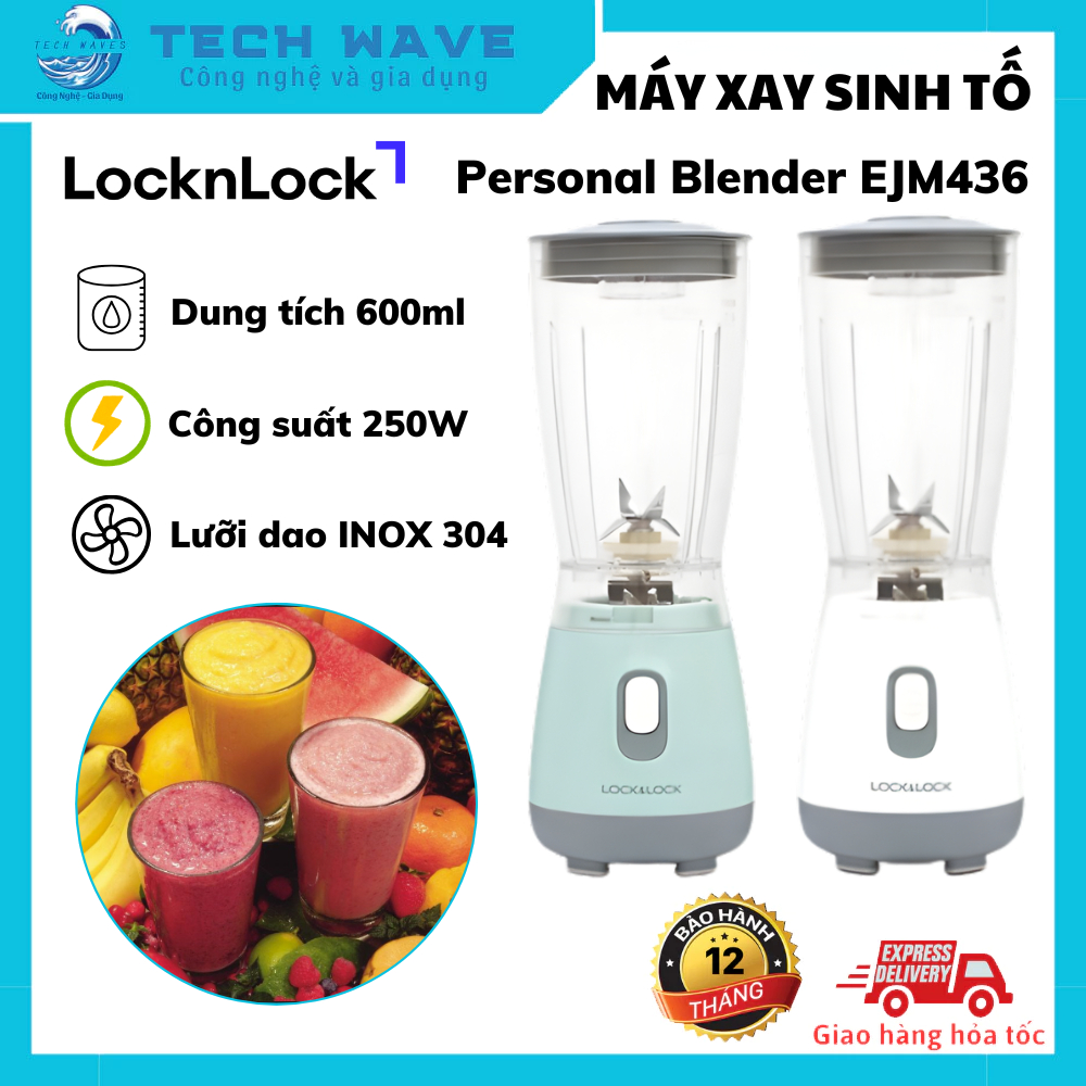 Máy xay sinh tố LocknLock Personal Blender EJM436 - Dung tích 600ml , Công suất 250W