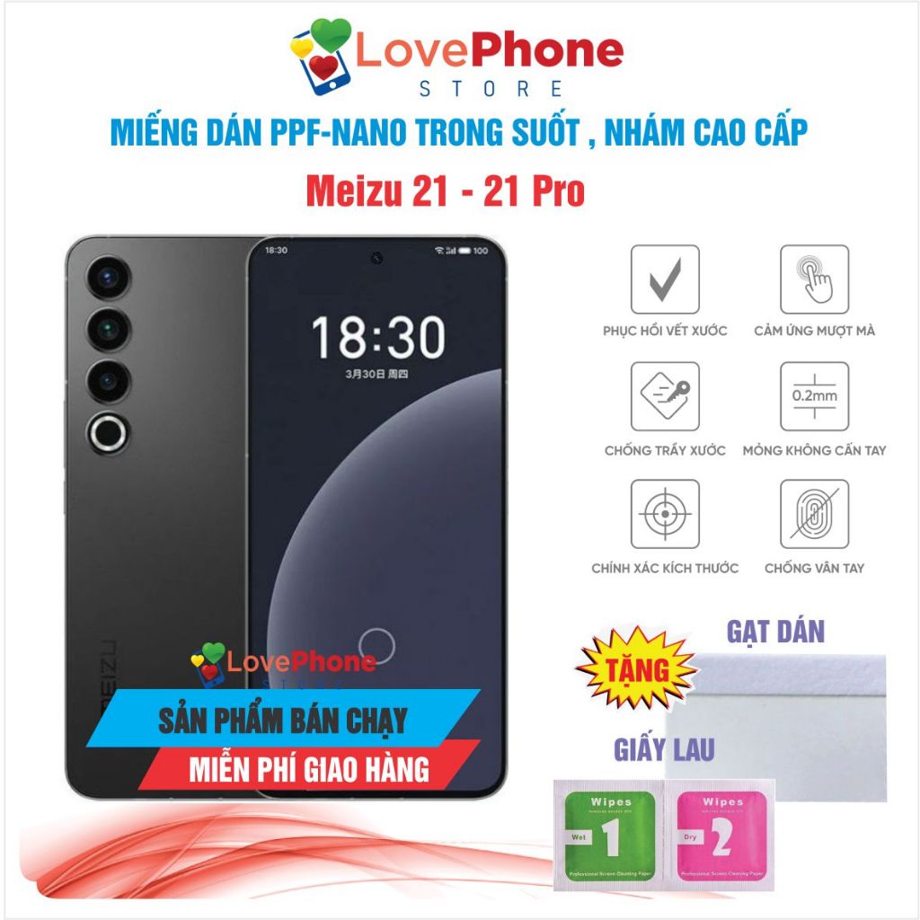 Dán PPF-NANO Meizu 21 - 21 Pro bảo vệ màn hình chống vân tay tự phục hồi vết xước - Lovephone