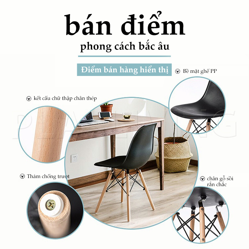 Ghế EAMES, Ghế Gỗ, Ghế Trang Điểm, Mặt Nhựa, Chân Gỗ Tự Nhiên, Cao Cấp, Nhiều Màu, Đẹp | BigBuy360 - bigbuy360.vn