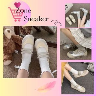 Giày Búp Bê Nữ, Giày Nữ Da Lộn Mũi Tròn 2 Quai Ngang Khóa Tim Hottrend N49 || Zone Sneaker