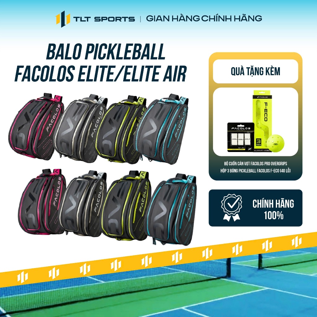 Balo Pickleball Facolos Elite / Elite Mini Chính Hãng – Chống Trầy Vợt, Chất Liệu Cao Cấp, Đa Ngăn T