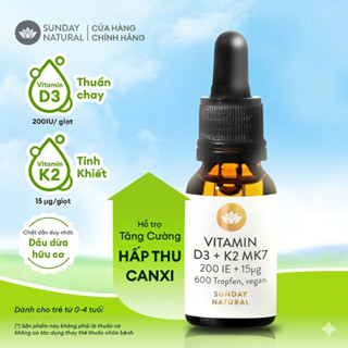 Vitamin K2D3 Sunday Natural tăng hấp thu canxi Cho Bé dưới 5 tuổi, D3 thuần chay tinh khiết