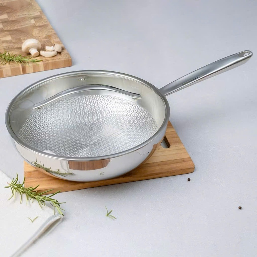 Chảo sâu lòng inox 304 đáy từ đúc 3 lớp liền khối Silver Crown Kaiyo KIW-6735 24cm/ KIW-6742 28cm