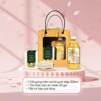 Set quà trung thu tặng sức khỏe, quà tặng ngủ ngon gồm trà lạc tiên và cốt gừng ngâm chân