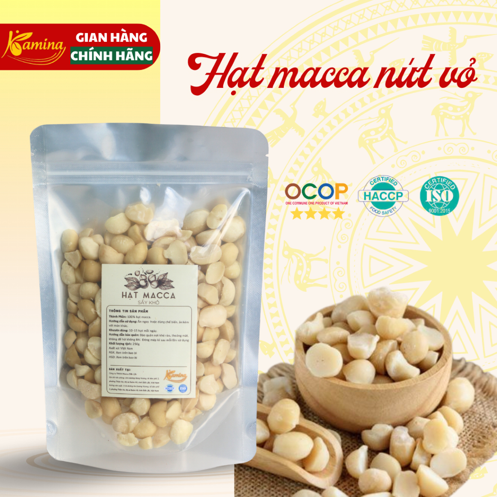 Nhân macca hạt vỡ Đắk Lắk, hạt macca tách vỏ sấy lạnh giàu dinh dưỡng dùng làm sữa hạt  Kamina Store