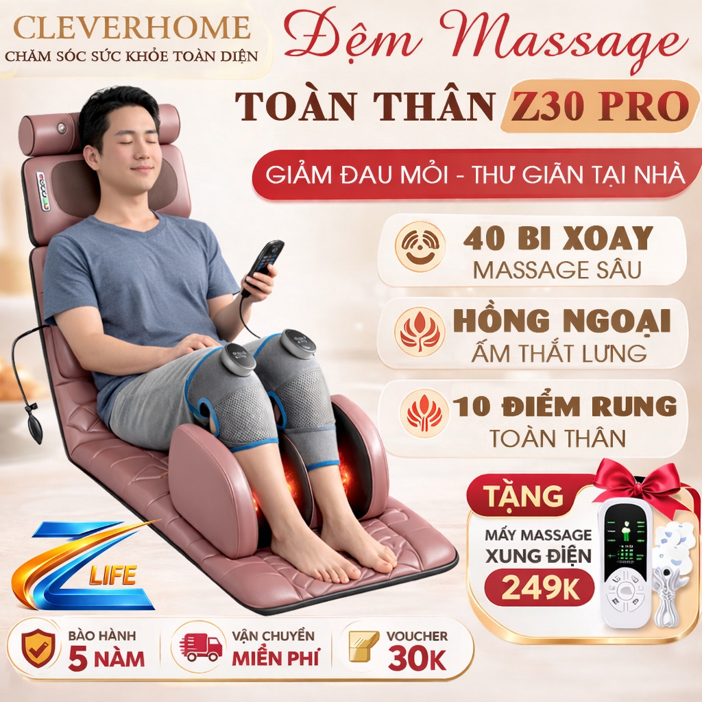 [Có Thêu LOGO - Hàng Chuẩn ZLIFE] Đệm Massage Toàn Thân Zlife Z30 PRO, Ghế Mát Xa Nhật Bản Giảm Đau