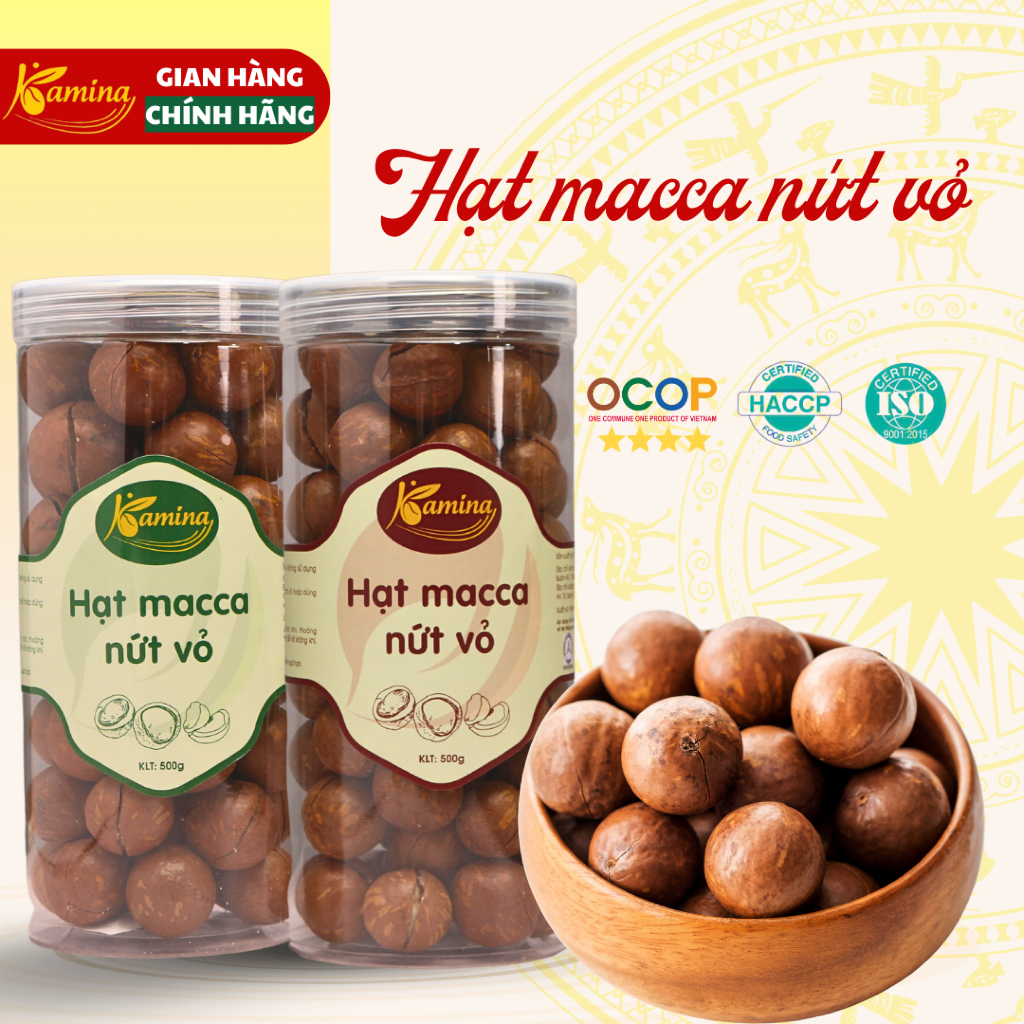 Hạt macca nứt vỏ Đắk Lắk LOẠI 1 giàu dinh dưỡng kèm khóa tách vỏ - Kamina Store