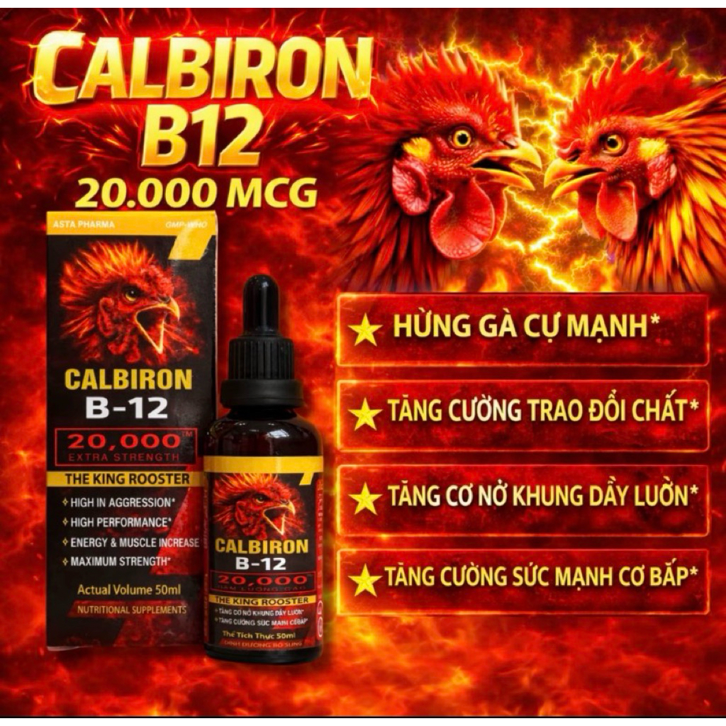 Canxi B12  20.000 cho gà đá, gà chọi nở khung, hừng gà, cự mạnh