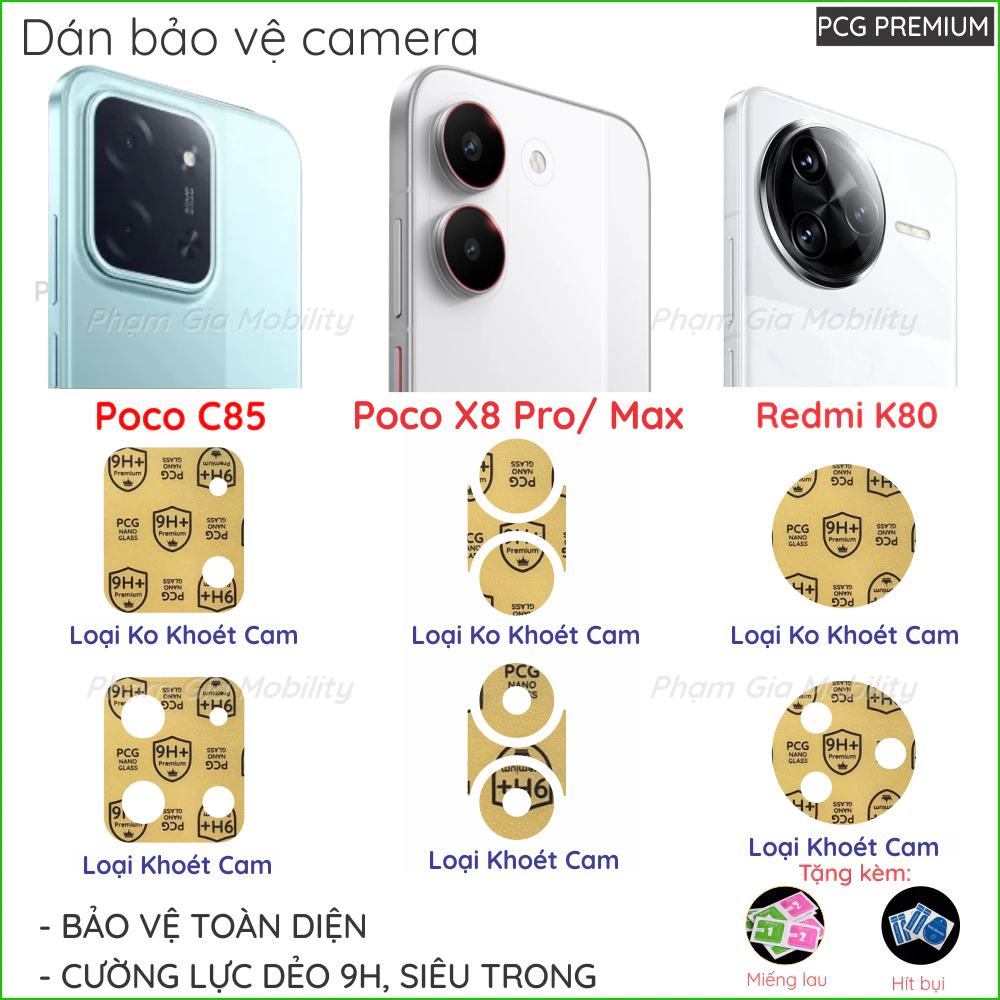 (Mua 1 tặng 1) Dán cường lực camera dành cho Xiaomi Poco X8 Pro Max X7 C85 C75 C65 Redmi 14C 13C K80