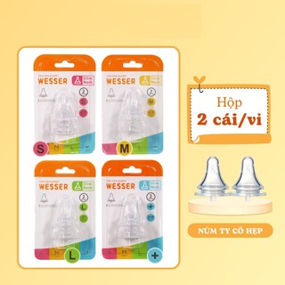 Núm vú cổ hẹp Wesser silicon siêu mềm cho bé Size S M L +