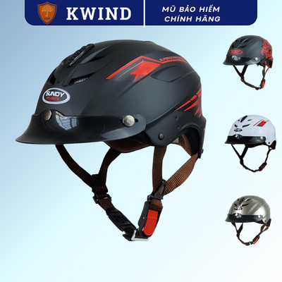 Mũ bảo hiểm nửa đầu chính hãng SUNDY gắn lưỡi trai, an toàn, thể thao, mạnh mẽ,  Freesize 55-59cm