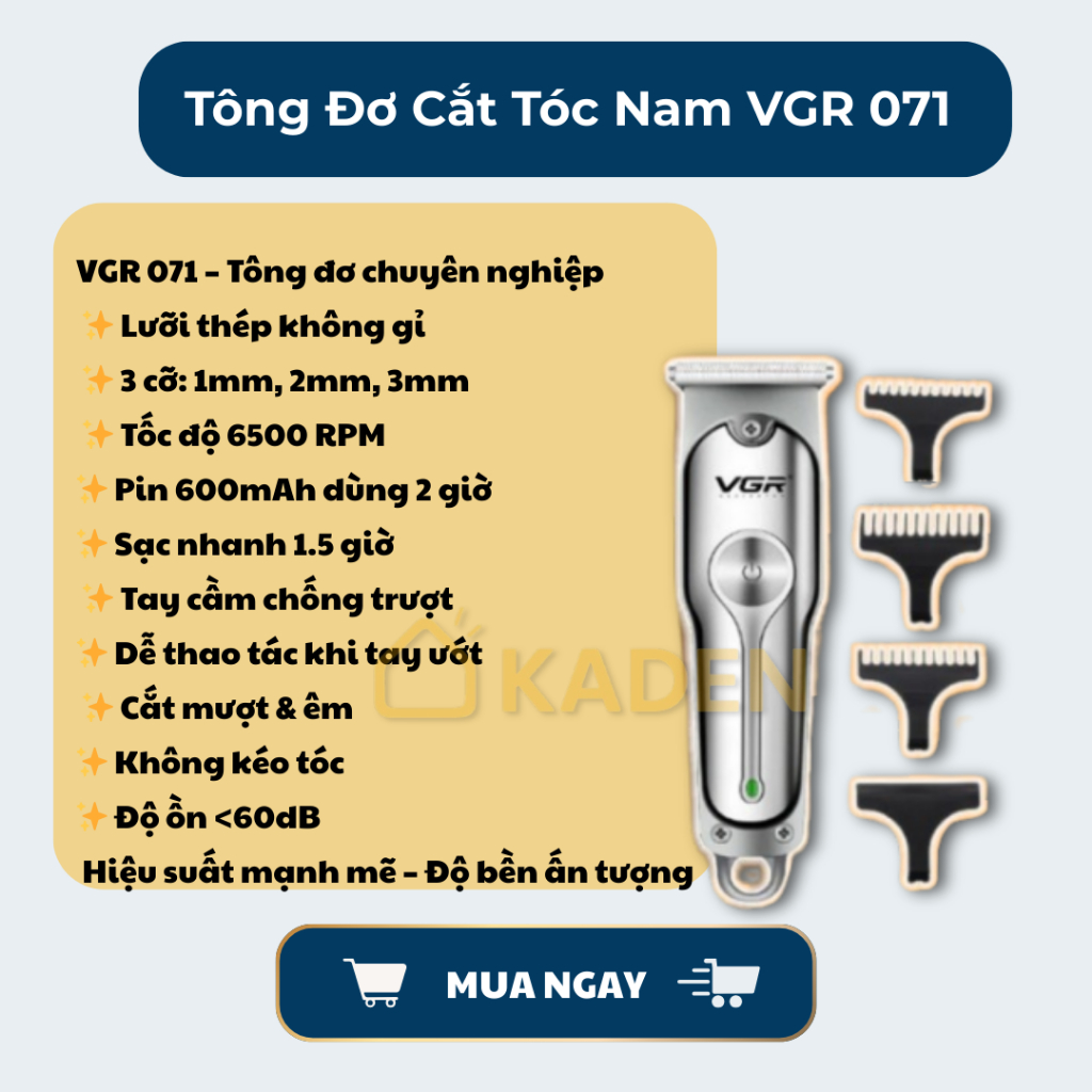 Tông Đơ Nhật VGR Máy Tông Đơ Cắt Tóc Nam Tăng Đơ VGR 071