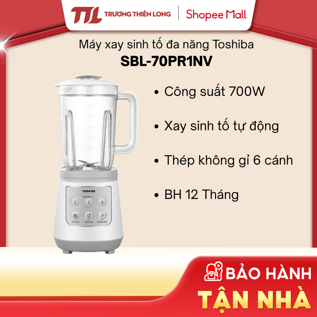 BL-70PR1NV - Máy Xay Sinh Tố Toshiba 1.5 Lít BL-70PR1NV 700W 3 Tốc Độ [TOÀN QUỐC]
