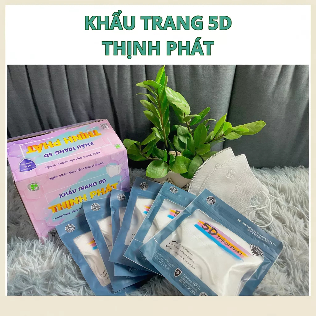 Khẩu Trang 5D Thịnh Phát  thùng 500 chiếc  3 Lớp Kháng Khuẩn - KT29.STORE
