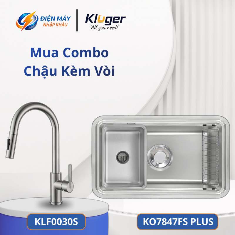 Chậu Rửa Bát Kluger KO7847FS Plus – Thiết Kế Dáng Vuông Tối Giản, Tinh Tế – Hiện Đại Cho Gian Bếp
