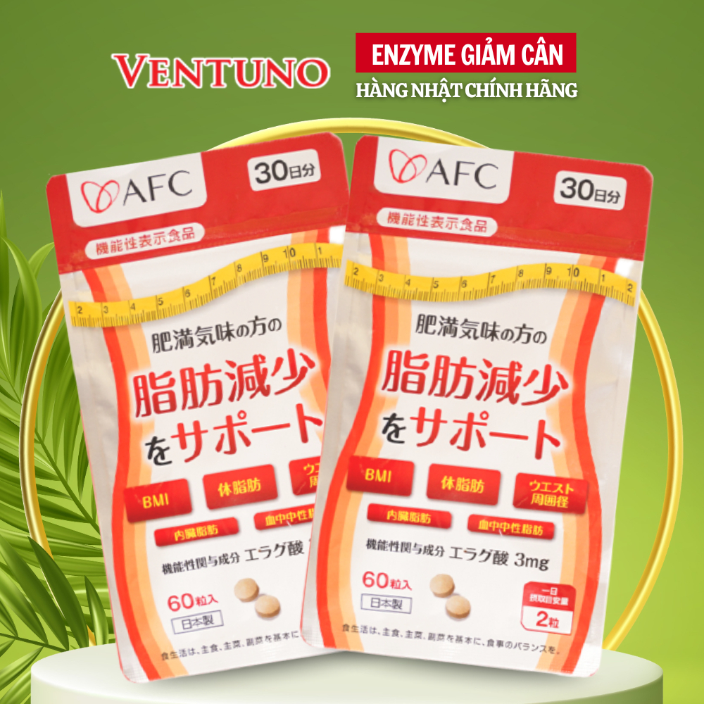 Combo 2 Gói Hỗ Trợ Kiểm Soát Cân Nặng Giảm Mỡ Lành Mạnh Ellagic Acid AFC Nhật Bản 60 Viên