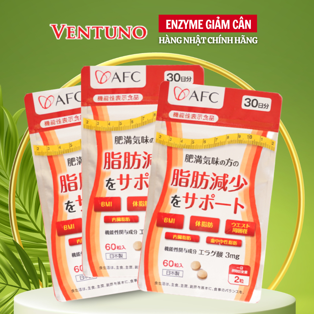 Combo 3 Gói Hỗ Trợ Kiểm Soát Cân Nặng Giảm Mỡ Lành Mạnh Ellagic Acid AFC Nhật Bản 60 Viên