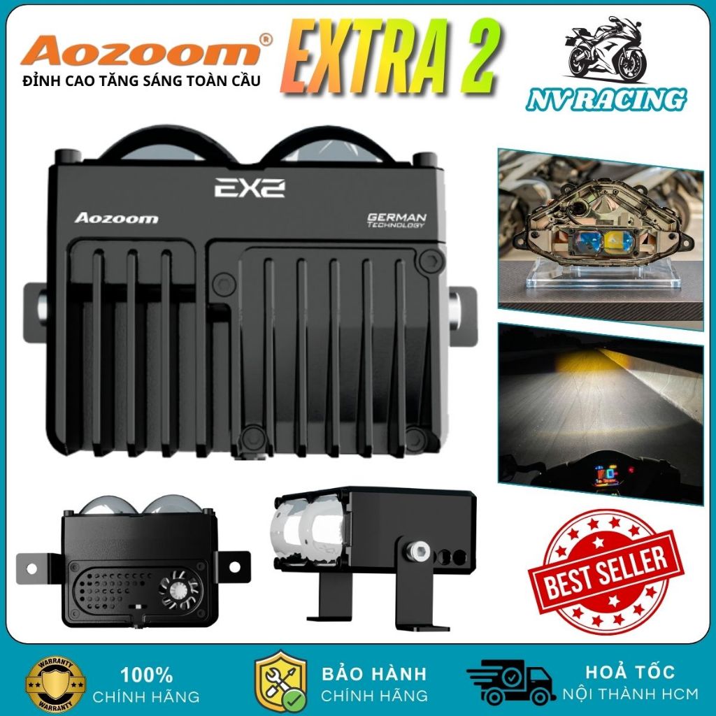 Aozoom EX2, Đèn Bi Cầu Mini Aozoom EX2 Extra 60W Chính Hãng Nhỏ Gọn Cho Xe Máy Và Ô Tô - BH 2 Năm