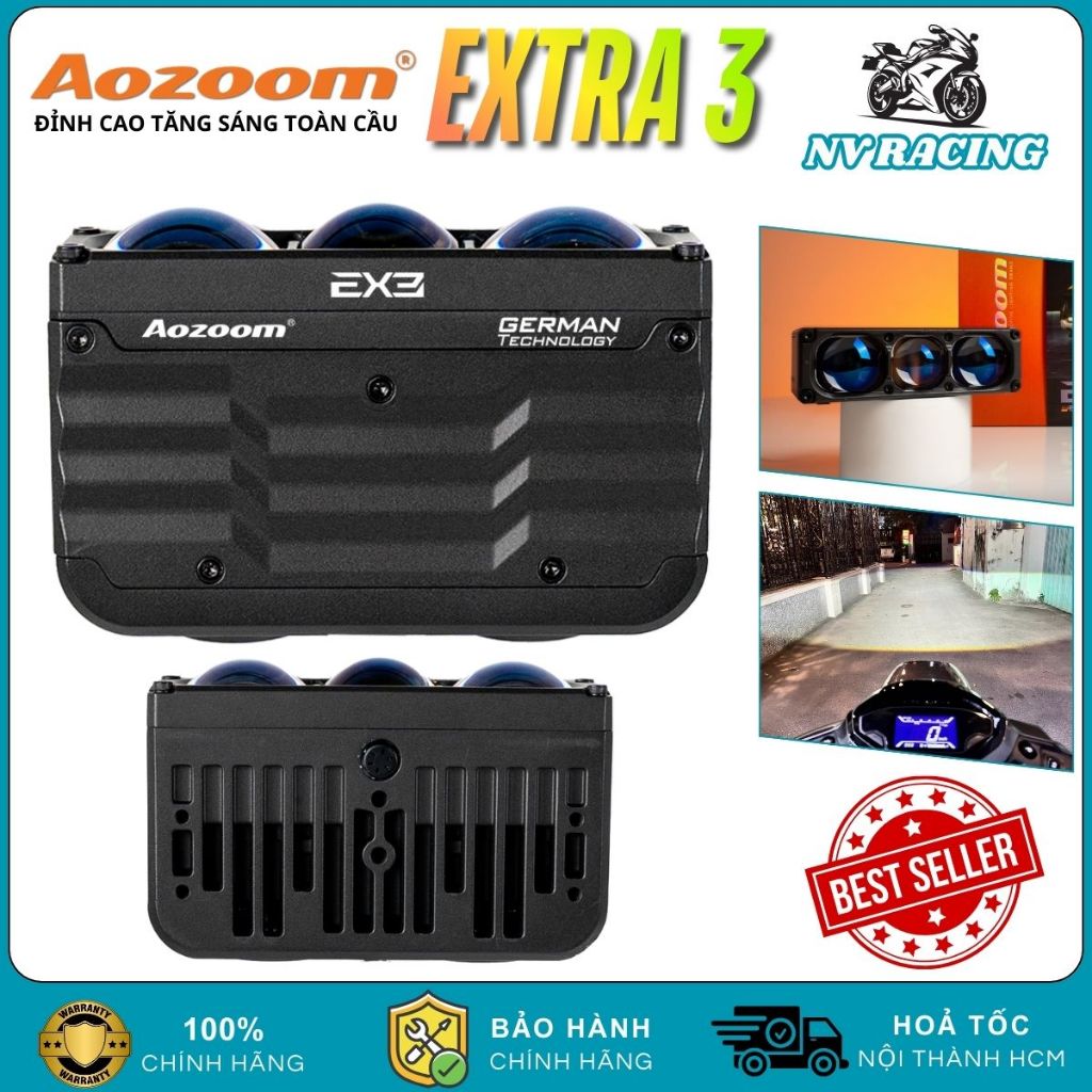 Aozoom EX3, Đèn Bi Cầu Mini Aozoom EX3 Extra 95W Chính Hãng Nhỏ Gọn Cho Xe Máy Và Ô Tô - BH 2 Năm
