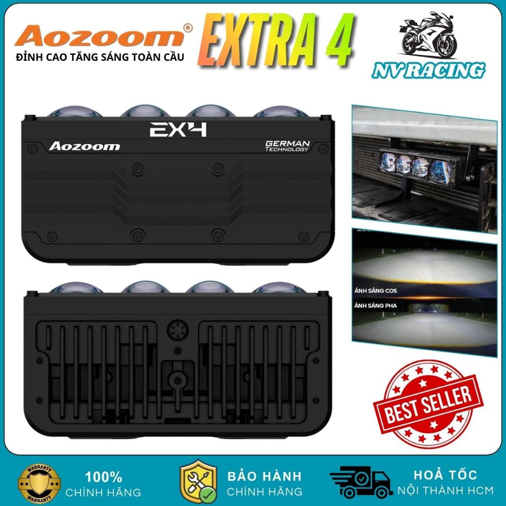 Aozoom EX4, Đèn Bi Cầu Mini Aozoom EX4 Extra 108W Chính Hãng Nhỏ Gọn Cho Xe Máy Và Ô Tô - BH 2 Năm