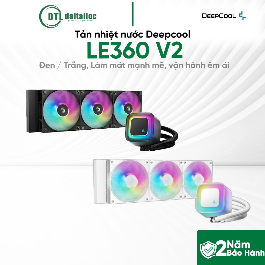 Tản nhiệt nước Deepcool LE360 V2 Đen / Trắng, Làm mát mạnh mẽ, Vận hành êm ái | Chính Hãng | Bảo Hàn