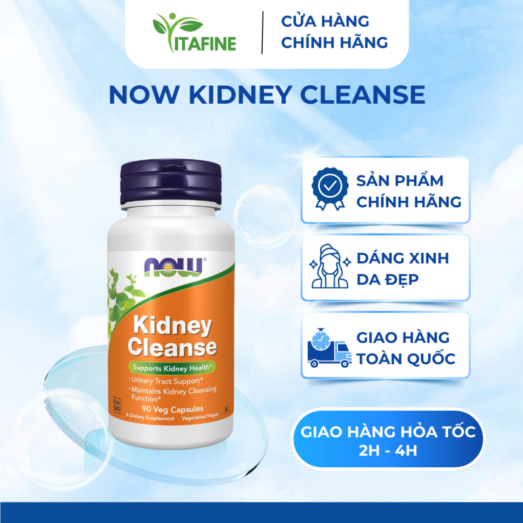 Now Kidney Cleanse - Viên uống bổ thận, hỗ trợ tiết niệu, giúp thải độc, ngừa sỏi thận